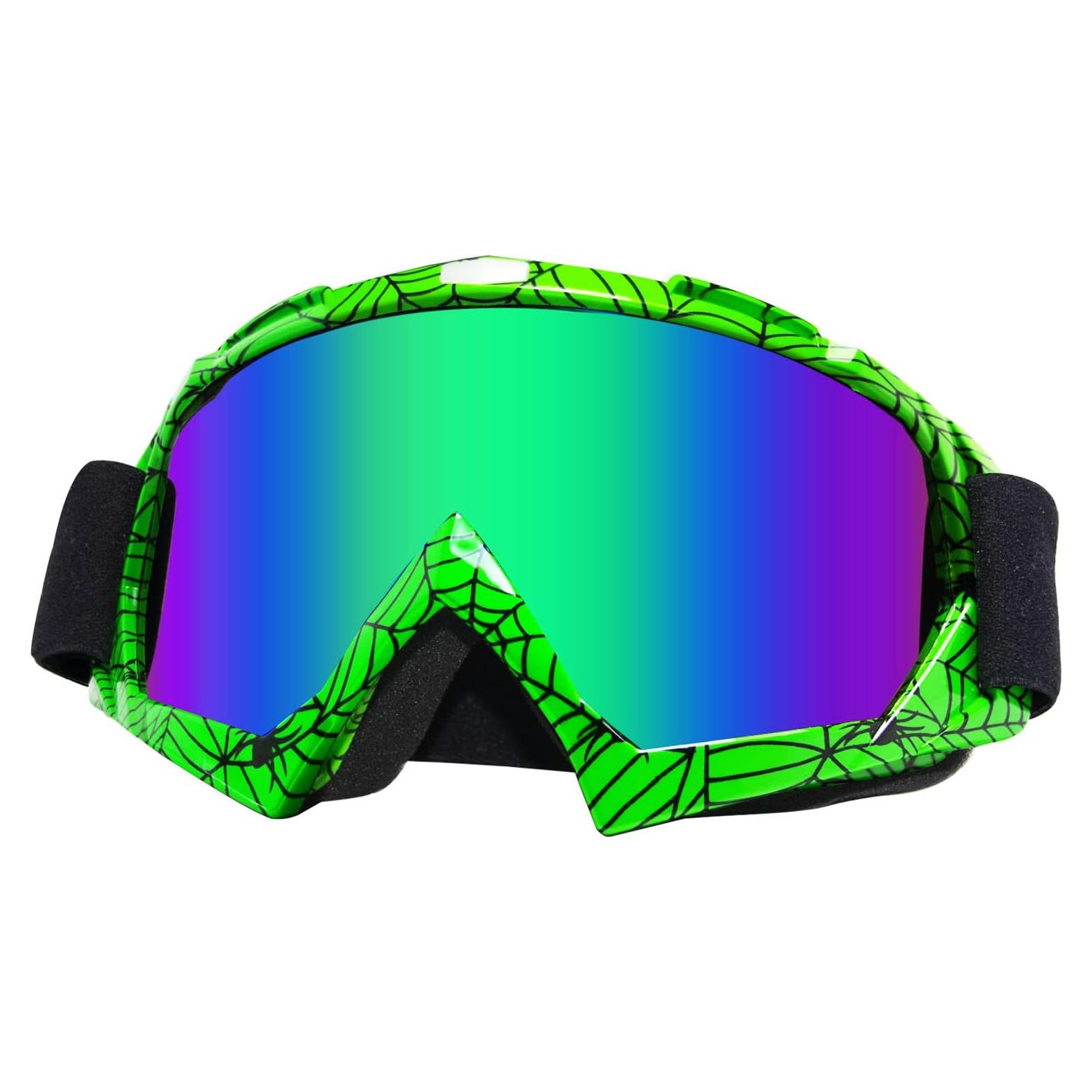 Gafas de Motocross CoPvner Adultos y Niños Verde Araña