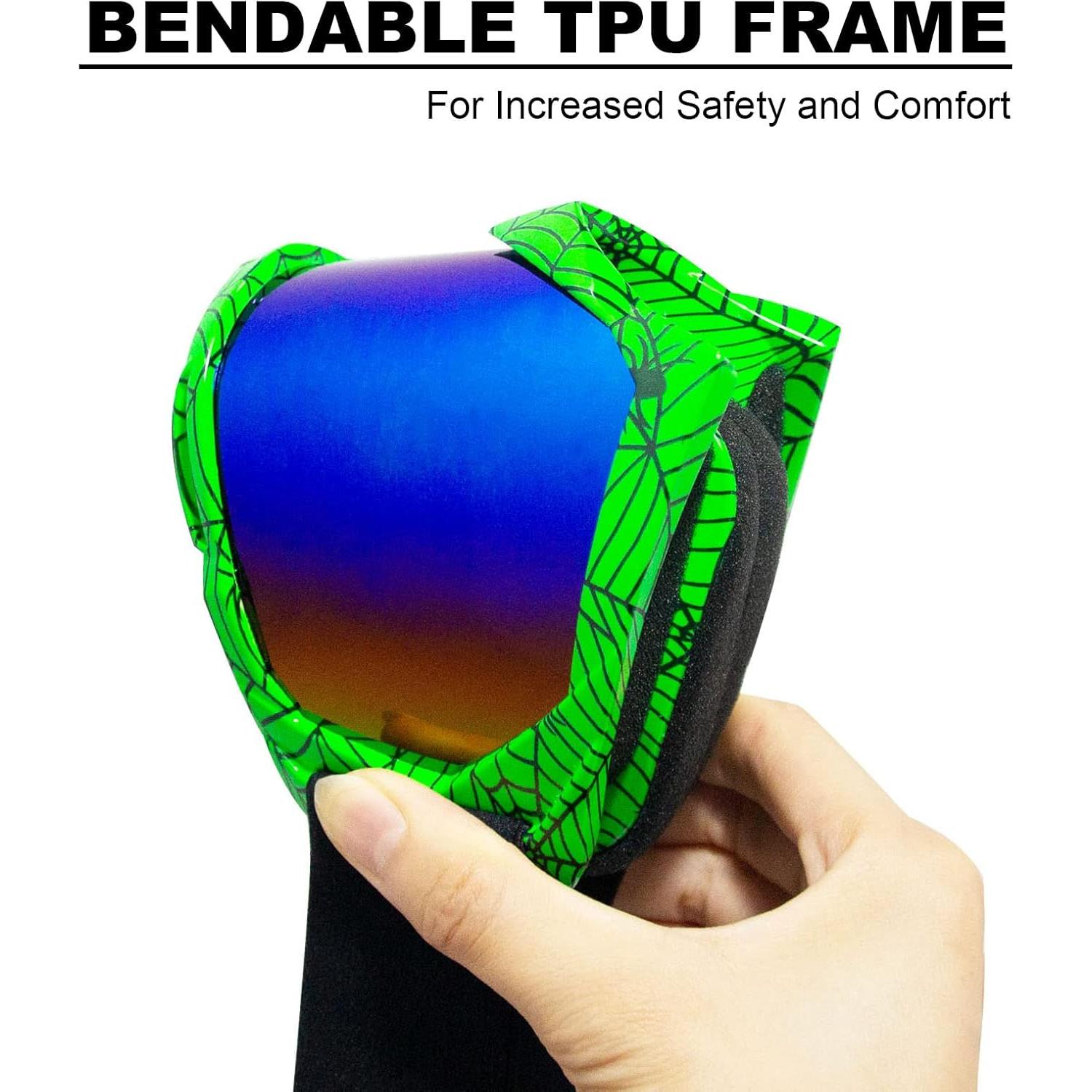 Gafas de Motocross CoPvner Adultos y Niños Verde Araña