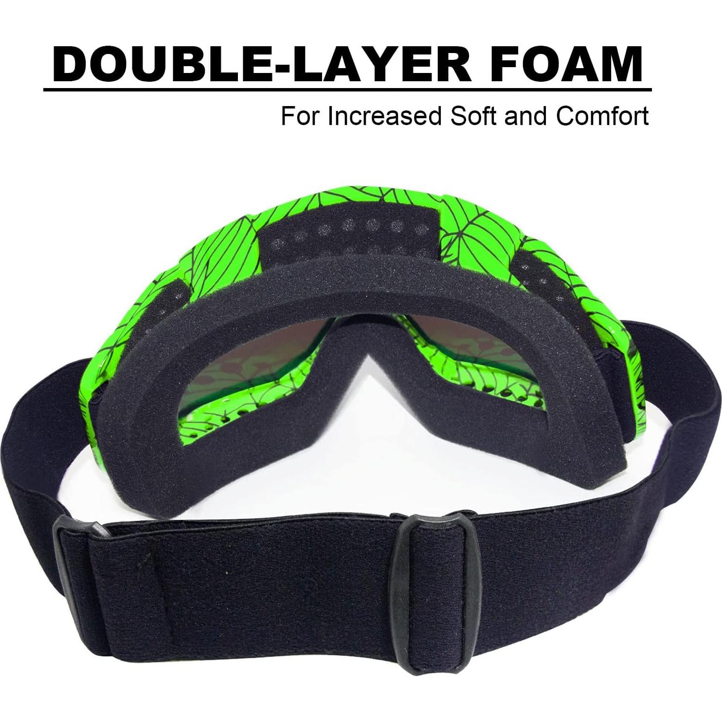 Gafas de Motocross CoPvner Adultos y Niños Verde Araña