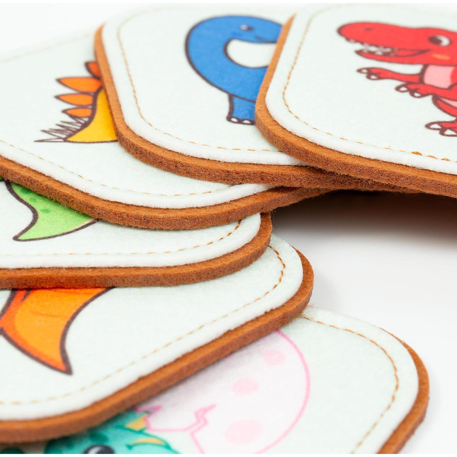 Juego de Emparejamiento de Fieltro Peapod Play - Dinosaurios 16 Tarjetas