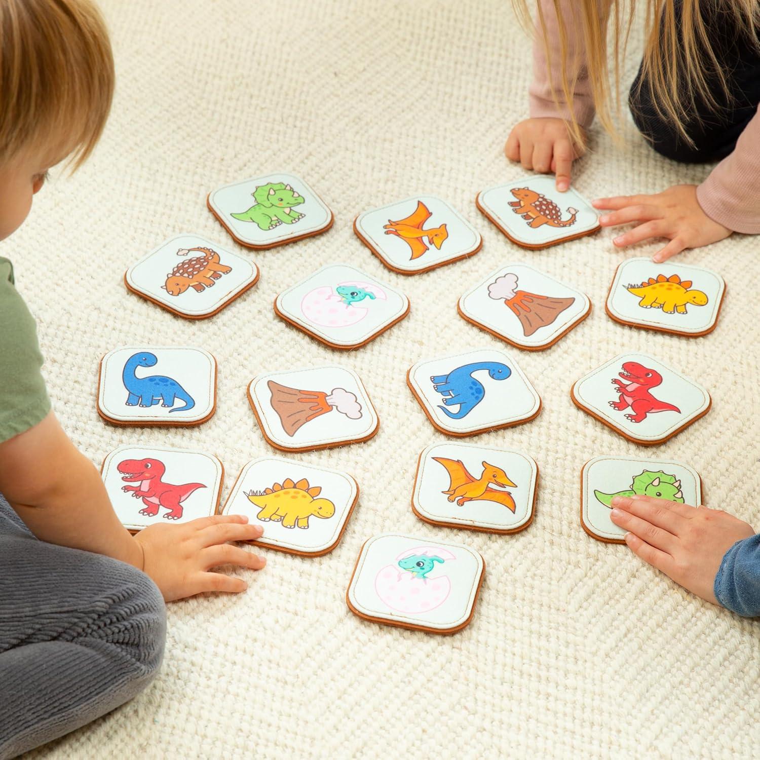 Juego de Emparejamiento de Fieltro Peapod Play - Dinosaurios 16 Tarjetas