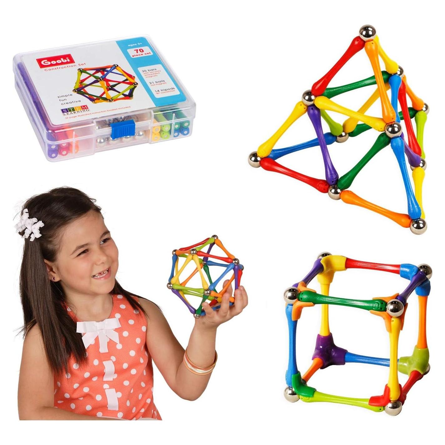 Set de Bloques Magnéticos Goobi 70 Pcs Juguetes Educativos
