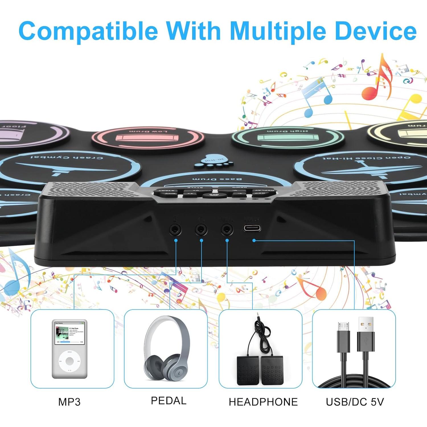 Juego de Batería Eléctrica Marrilley Edk-1000 9 Pads Plegable