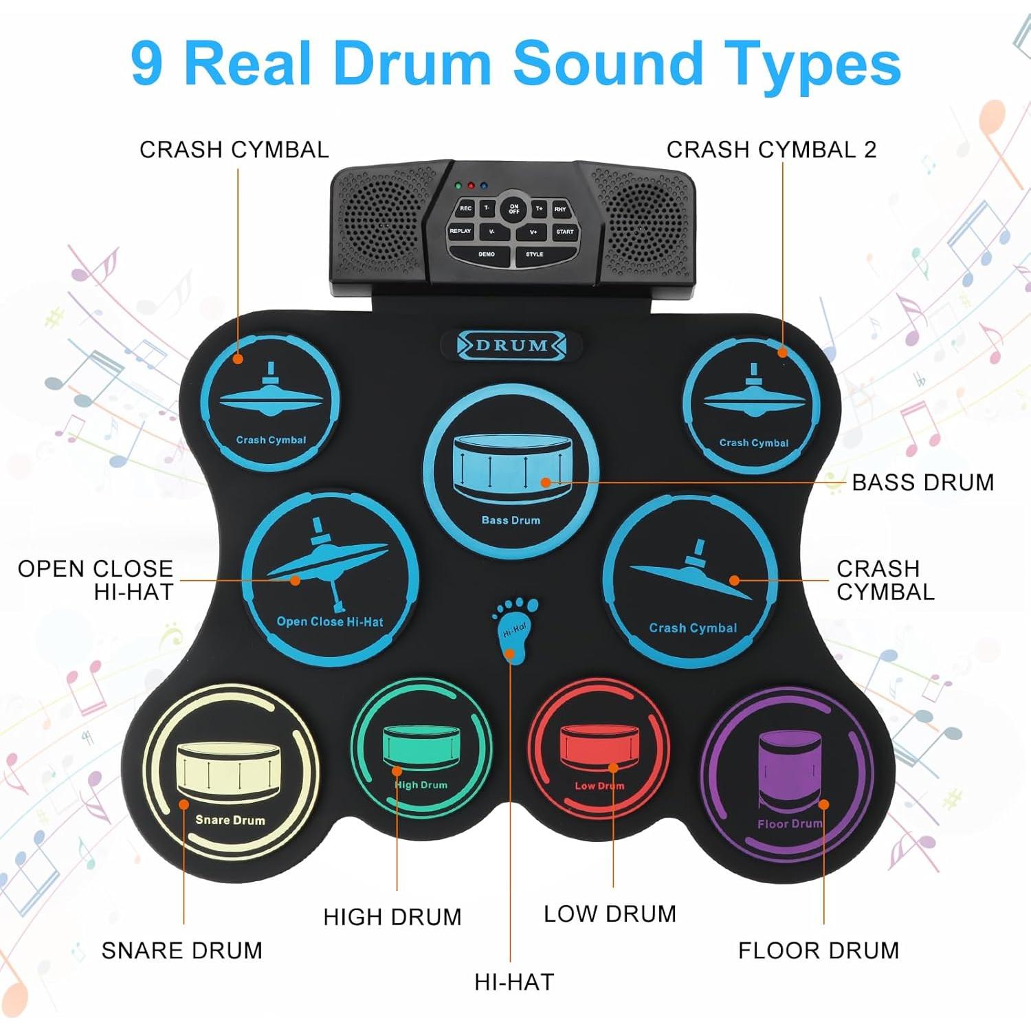 Juego de Batería Eléctrica Marrilley Edk-1000 9 Pads Plegable