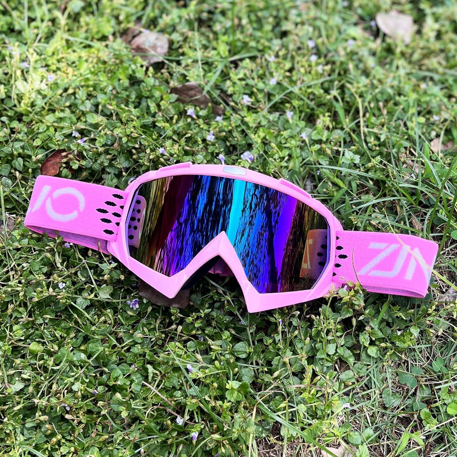Gafas de Moto ZJNUO 833 Rosa Lente Anti UV Resistentes