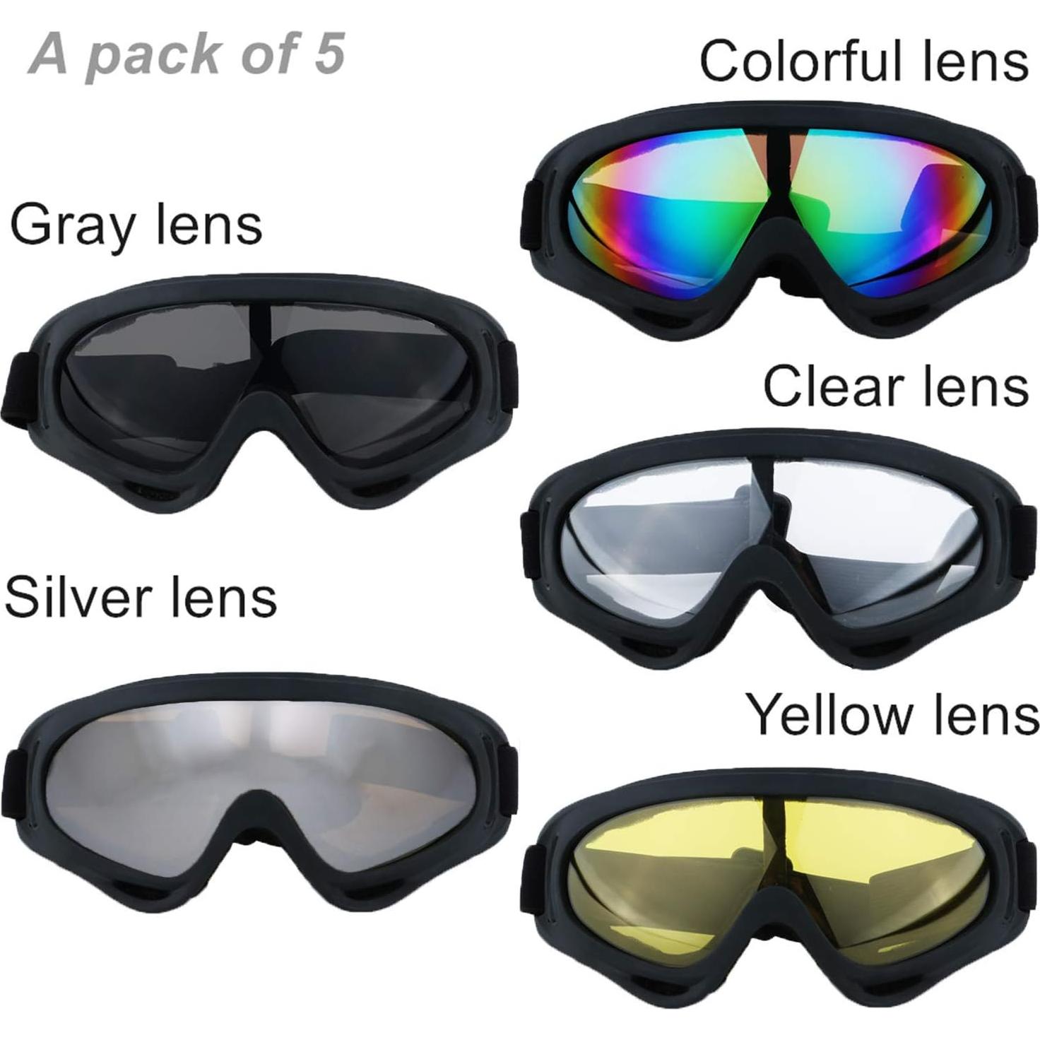 Paquete de 5 Gafas de Motocicleta LJDJ - UV400 y Acolchado