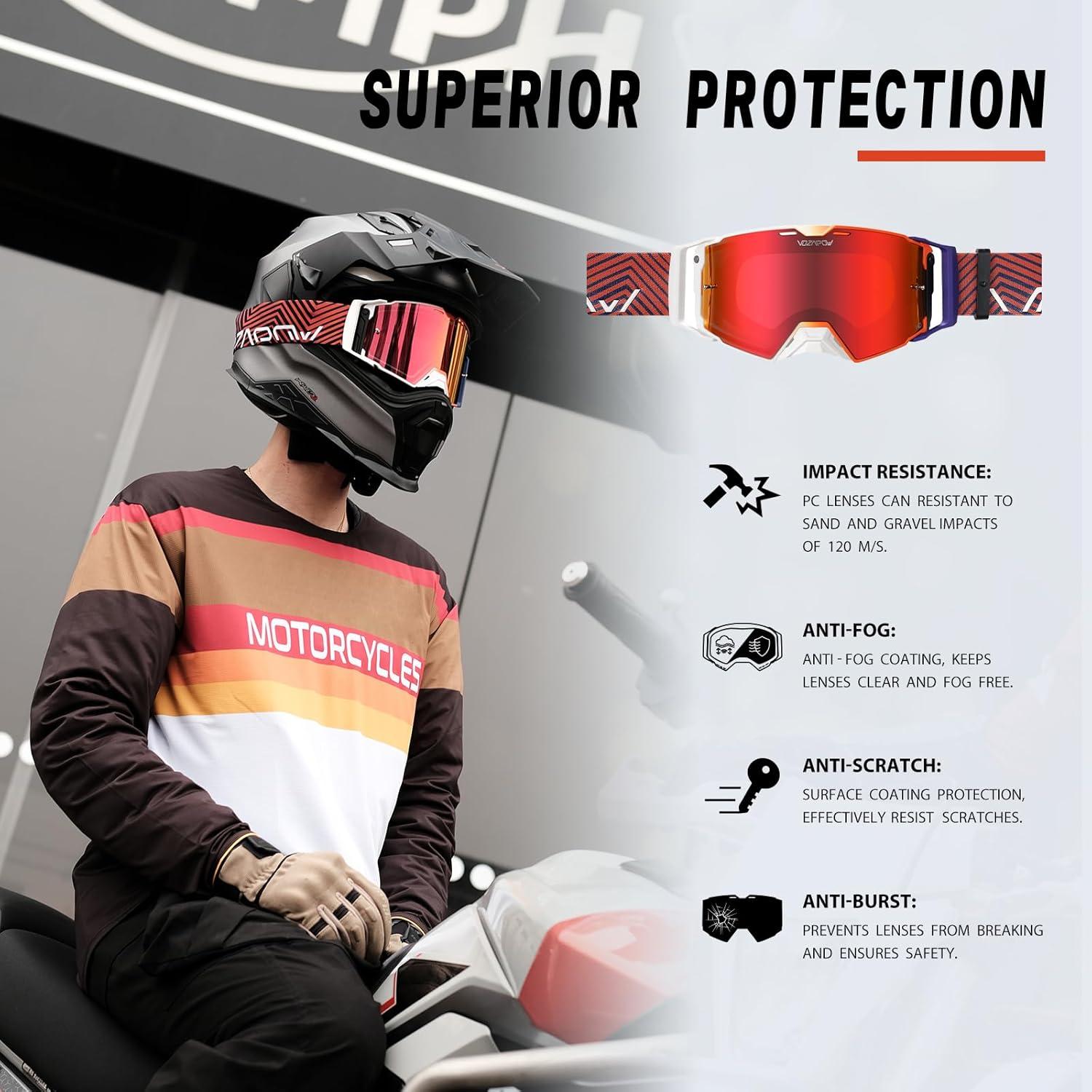 Gafas de Moto VOZAPOW REVO Antivaho para Hombres y Mujeres