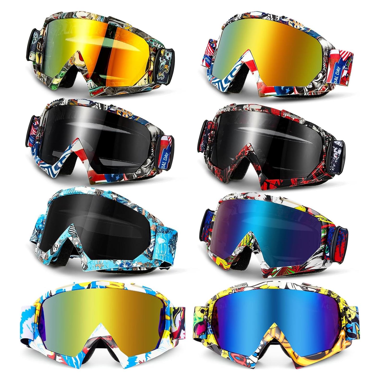 Gafas de Motocross Dunzy - 8 Pares para Adultos, Protección UV