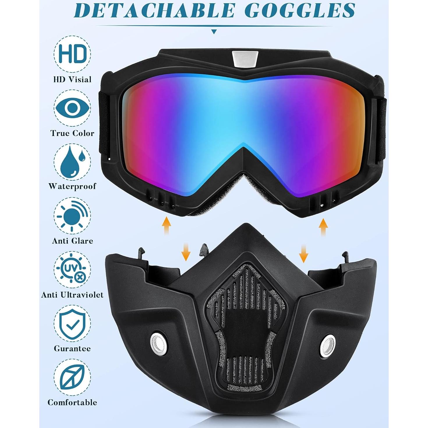 Gafas de Motocicleta Frienda con Casco y Cubierta Facial