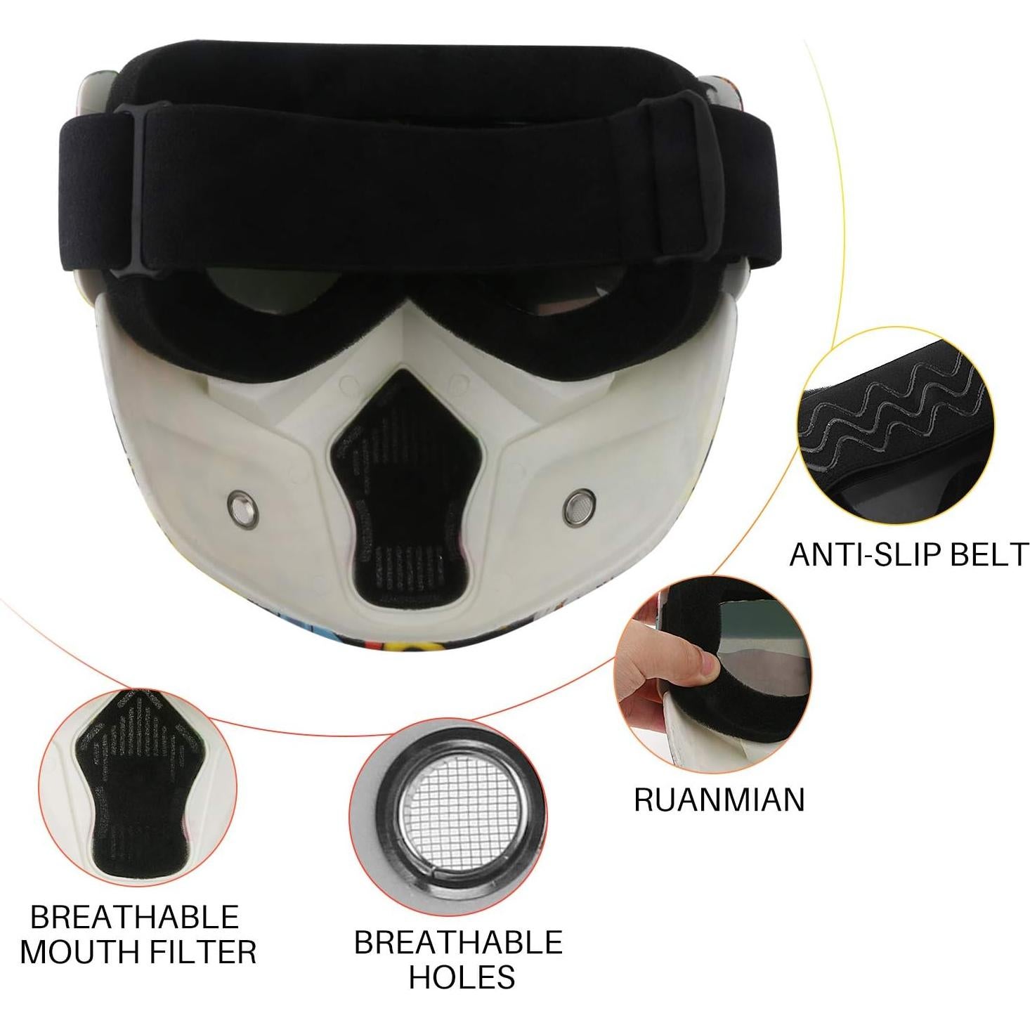 Gafas de Motocicleta GGBuy con Máscara Facial Ajustable