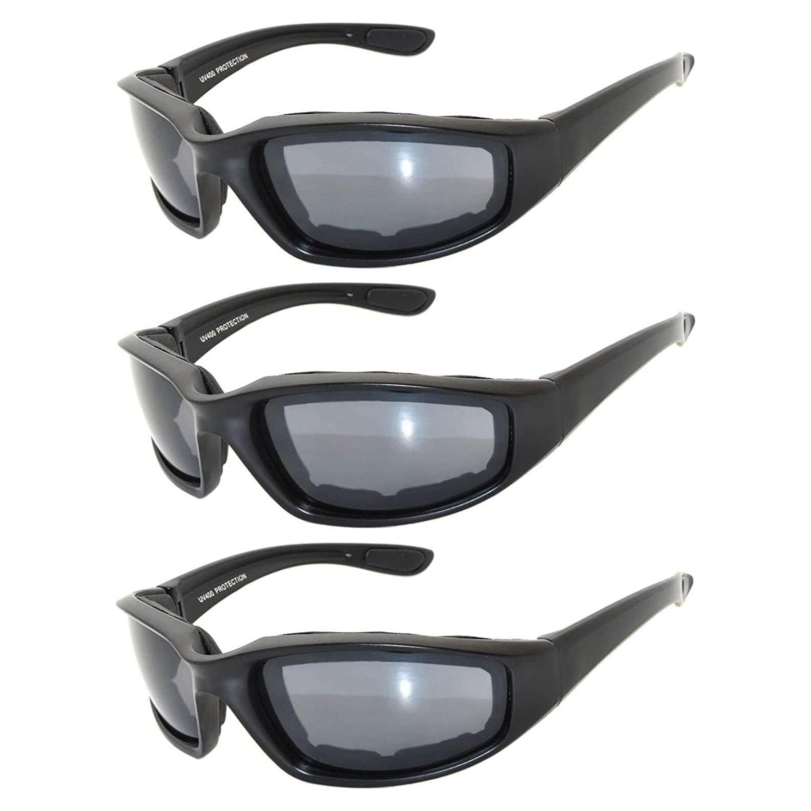 Paquete de 3 Gafas de Motocicleta Acolchadas UV400