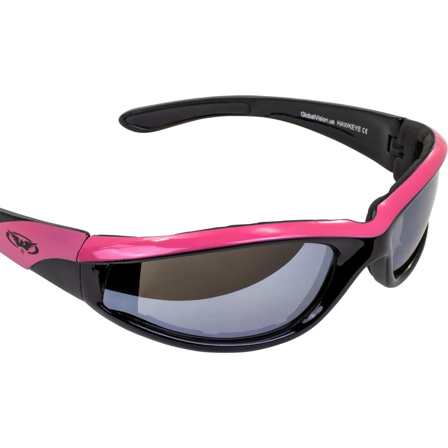 Gafas de sol Global Vision Hawkeye para mujeres marco negro rosa