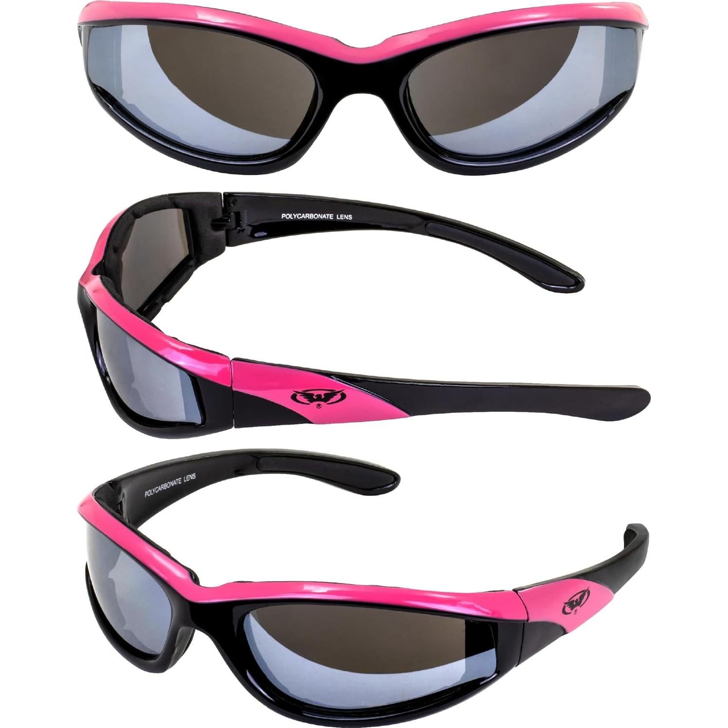 Gafas de sol Global Vision Hawkeye para mujeres marco negro rosa