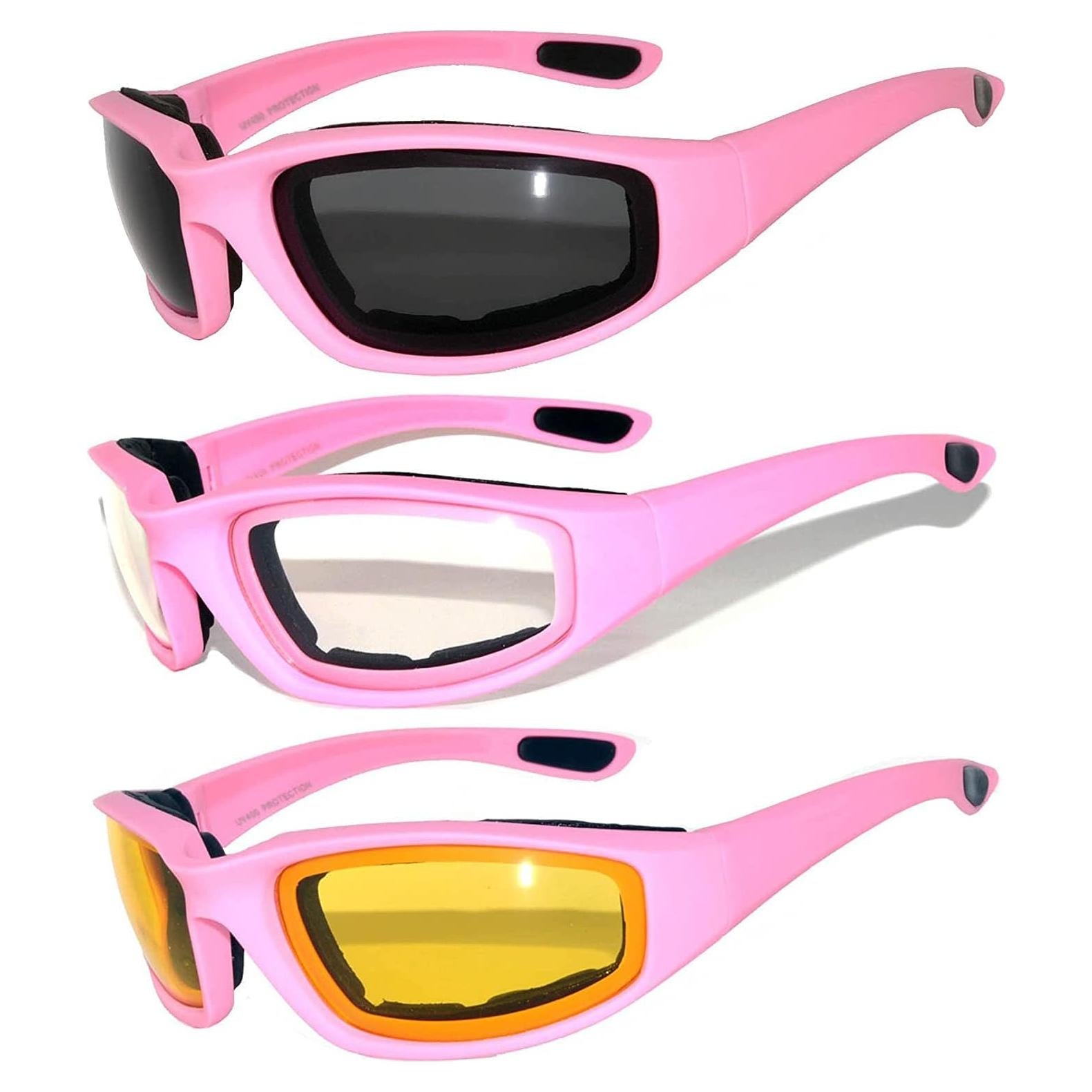 Juego de 3 gafas de sol para motocicleta UV400 con espuma