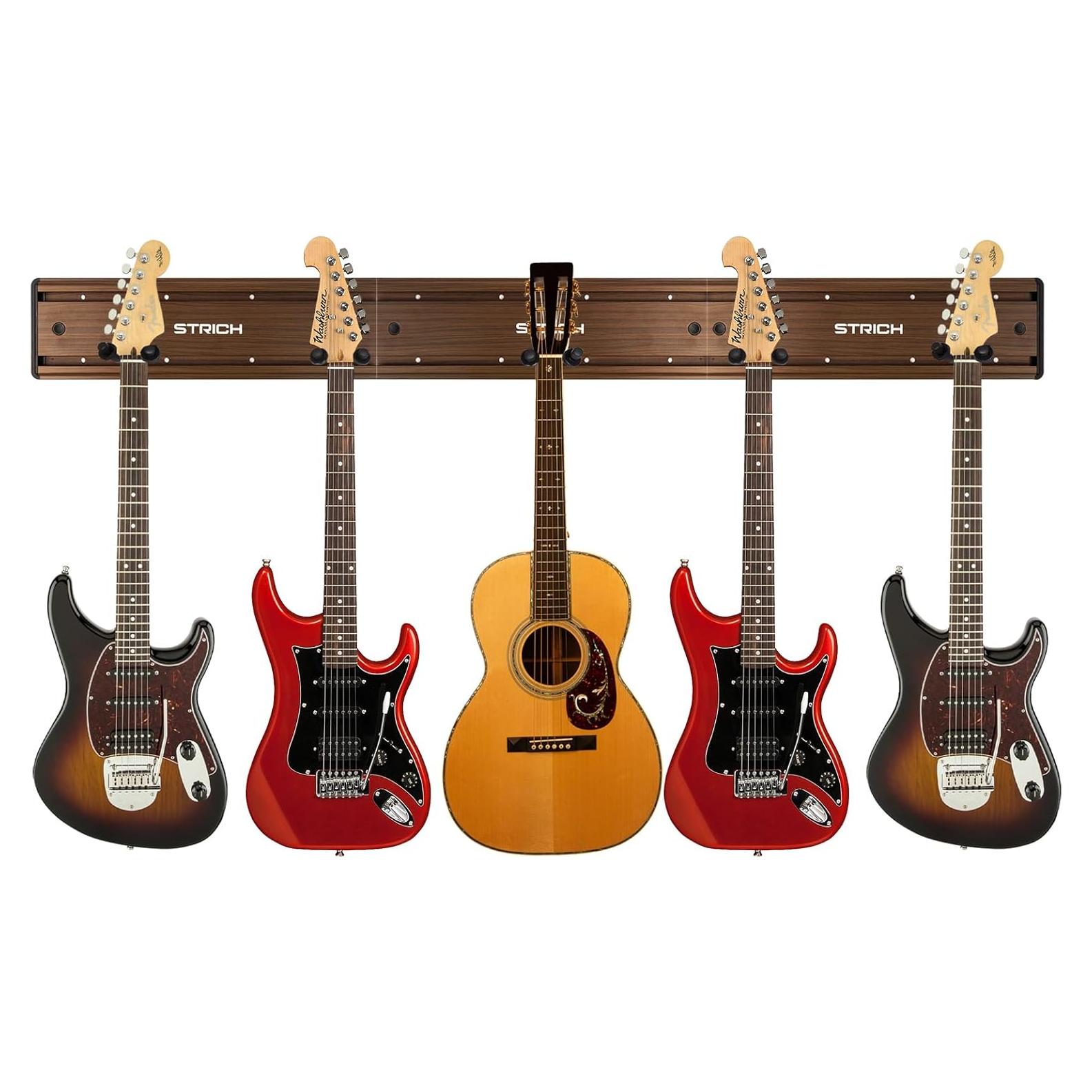 Soporte de Pared para 5 Guitarras STRICH SMH-05W Madera Nogal