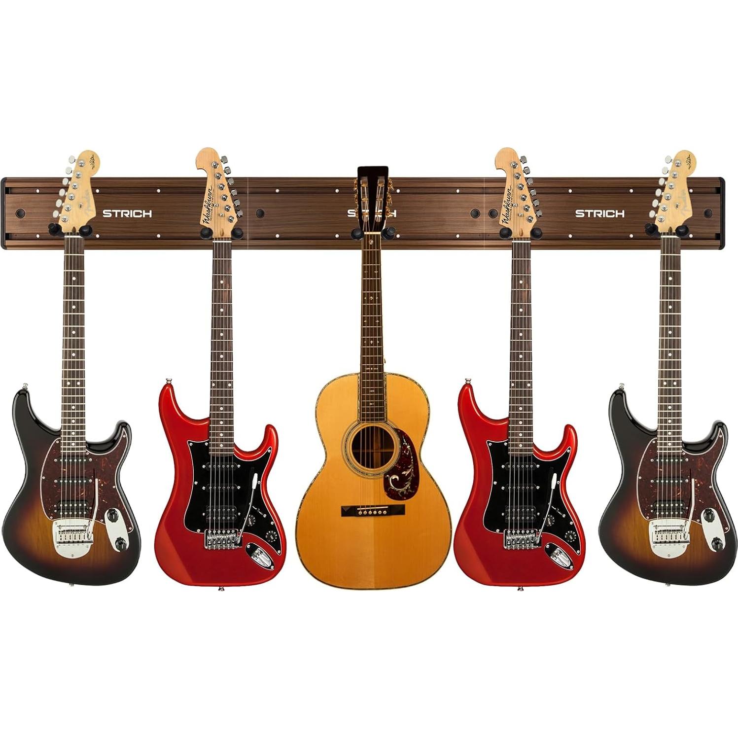 Soporte de Pared para 5 Guitarras STRICH SMH-05W Madera Nogal