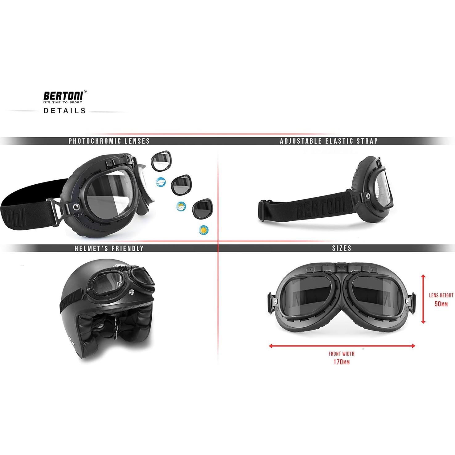 Gafas de Moto Vintage Bertoni F195PH - Lentes Fotoquímicas