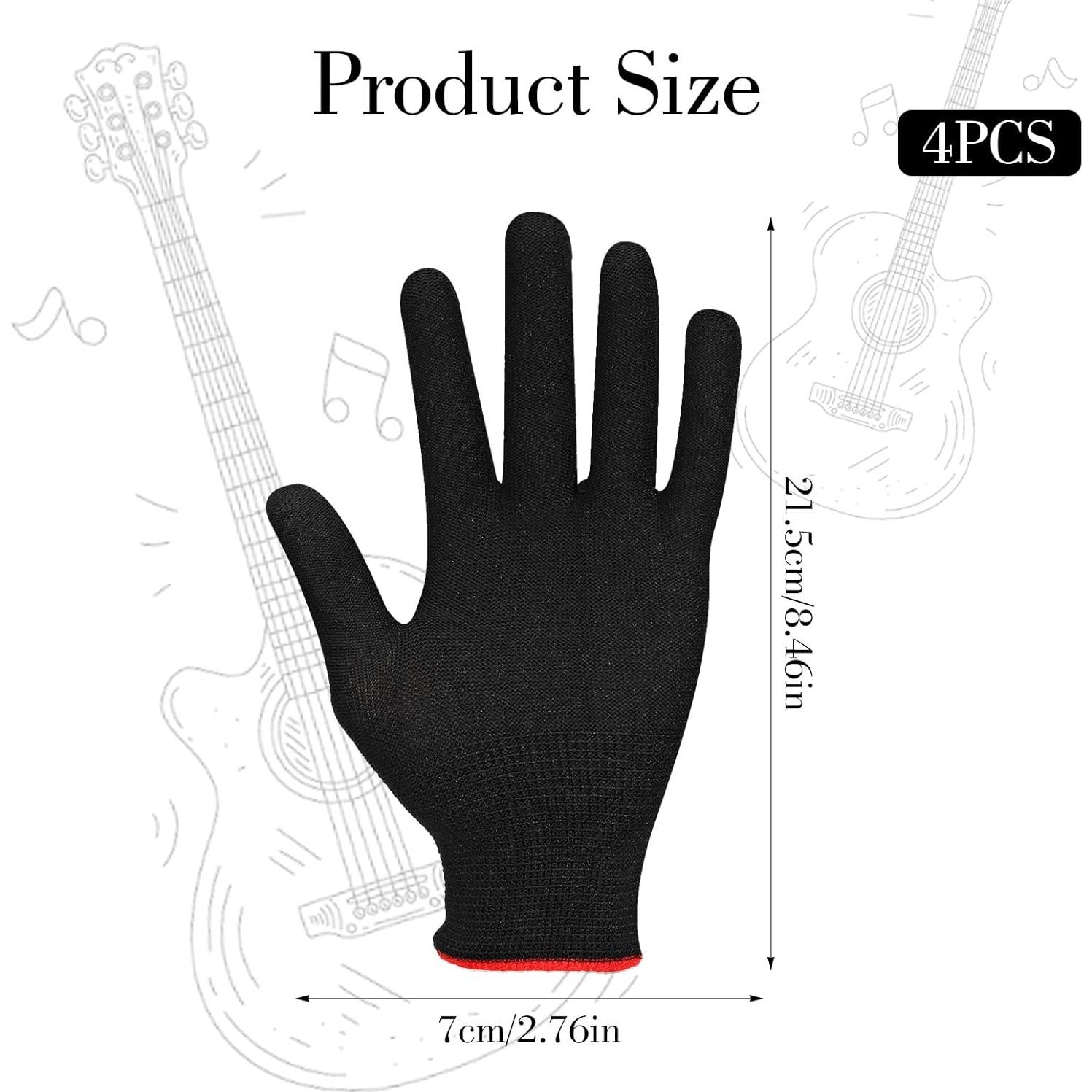 Guantes de guitarra negros - 2 pares - Protección para dedos