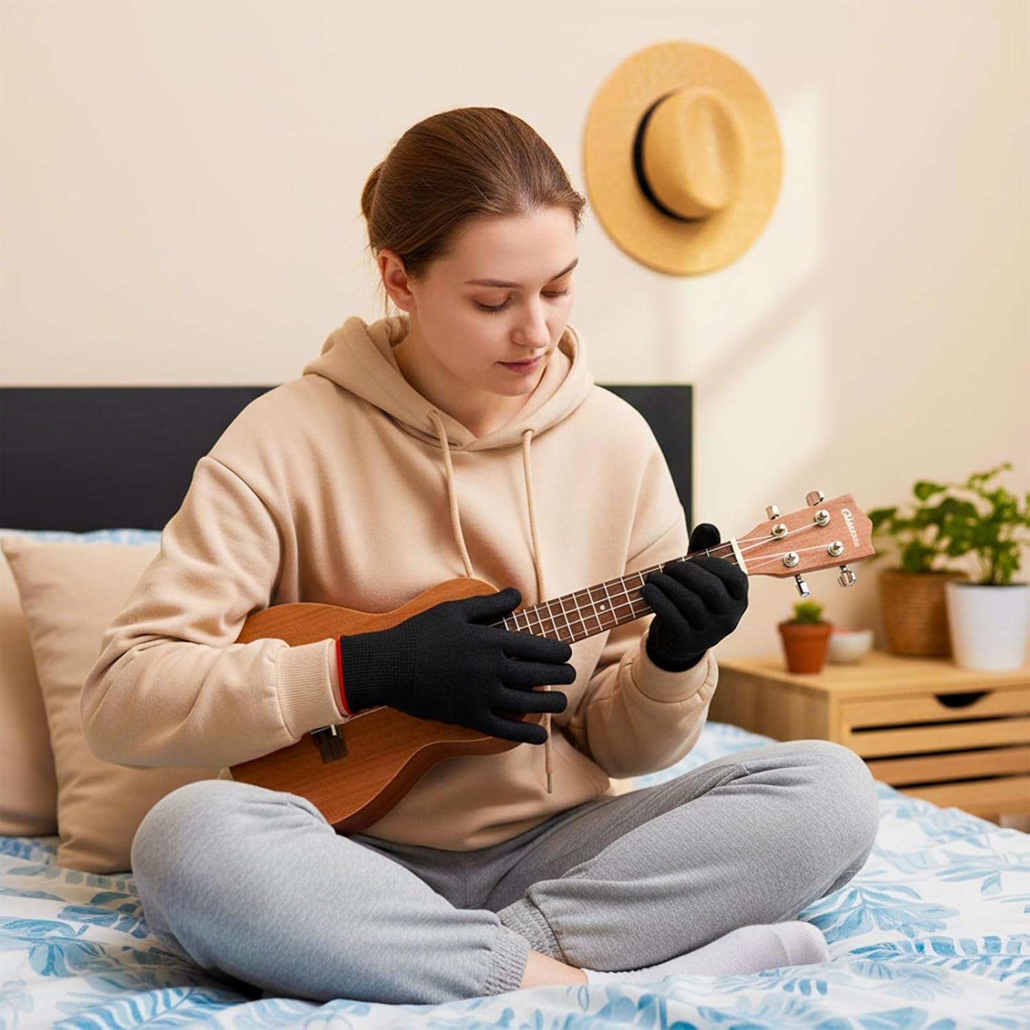 Guantes de guitarra negros - 2 pares - Protección para dedos