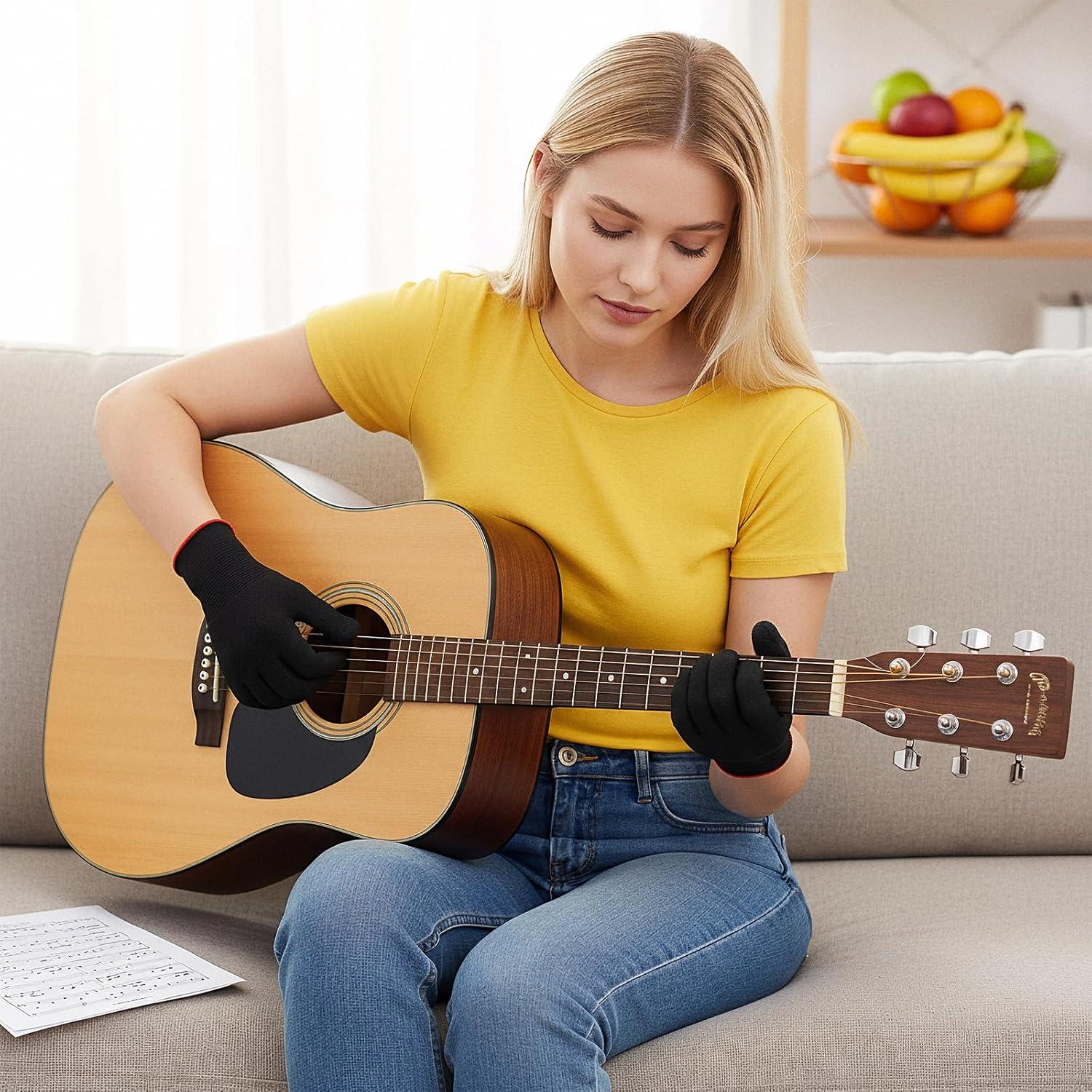 Guantes de guitarra negros - 2 pares - Protección para dedos