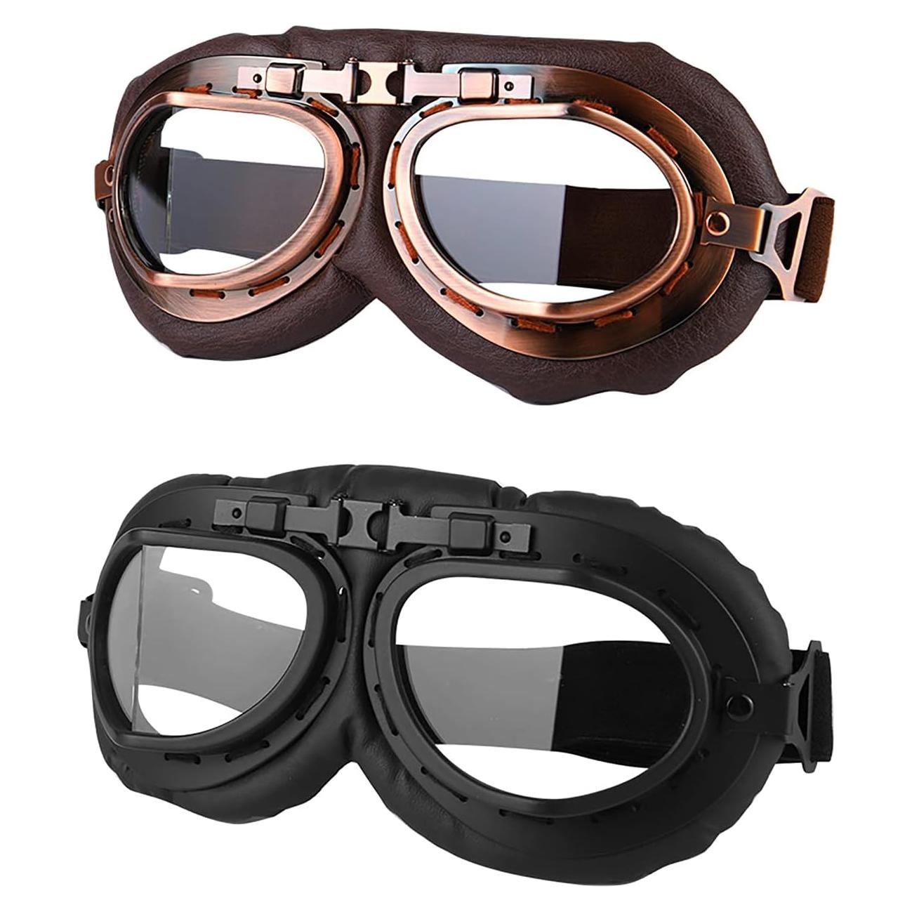 Gafas de Motocicleta LJDJ Vintage 2 Paquetes Lente Clara