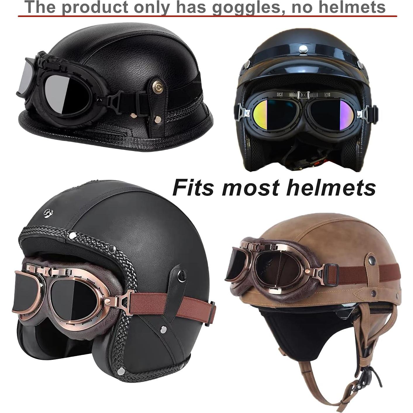 Gafas de Motocicleta LJDJ Vintage 2 Paquetes Lente Clara