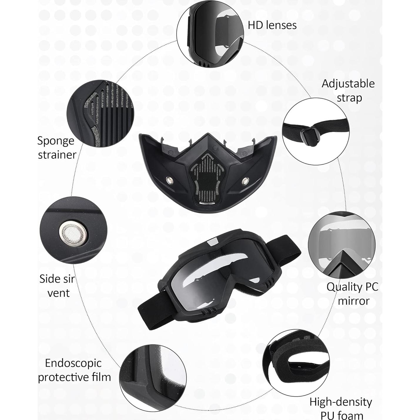 Gafas de Motocicleta Kemiuu con Casco y Cubierta Facial