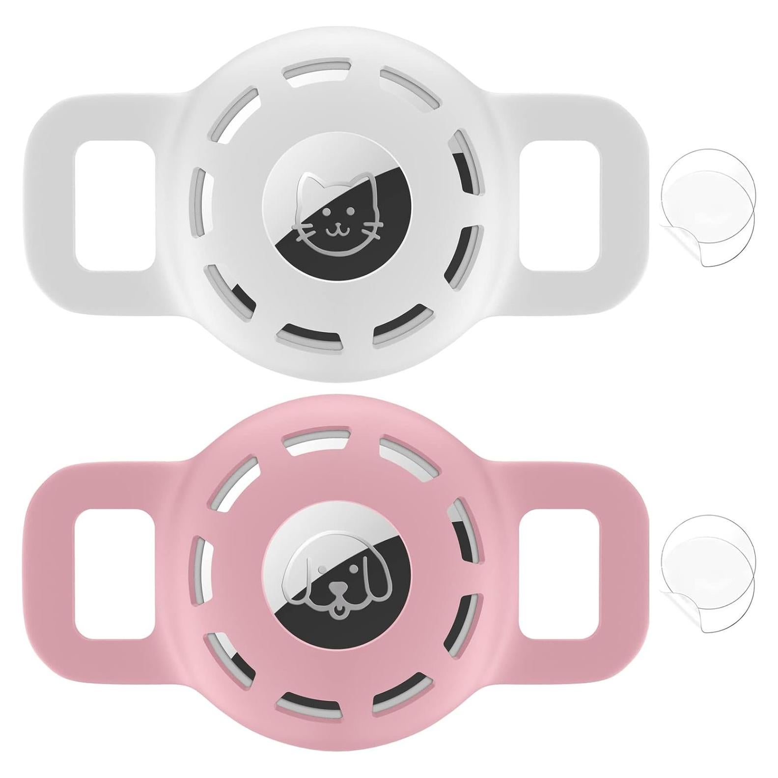 Soporte para Collar de Mascota Airtag LANIMO Rosa y Blanco