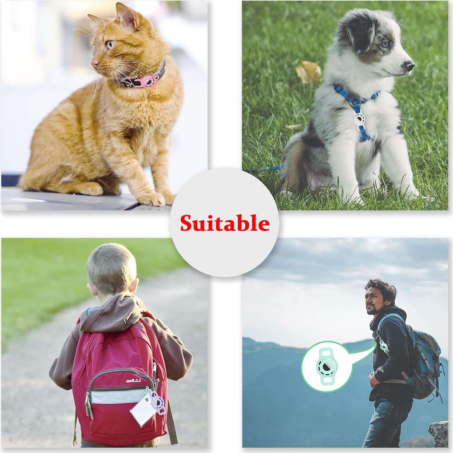 Soporte para Collar de Mascota Airtag LANIMO Rosa y Blanco