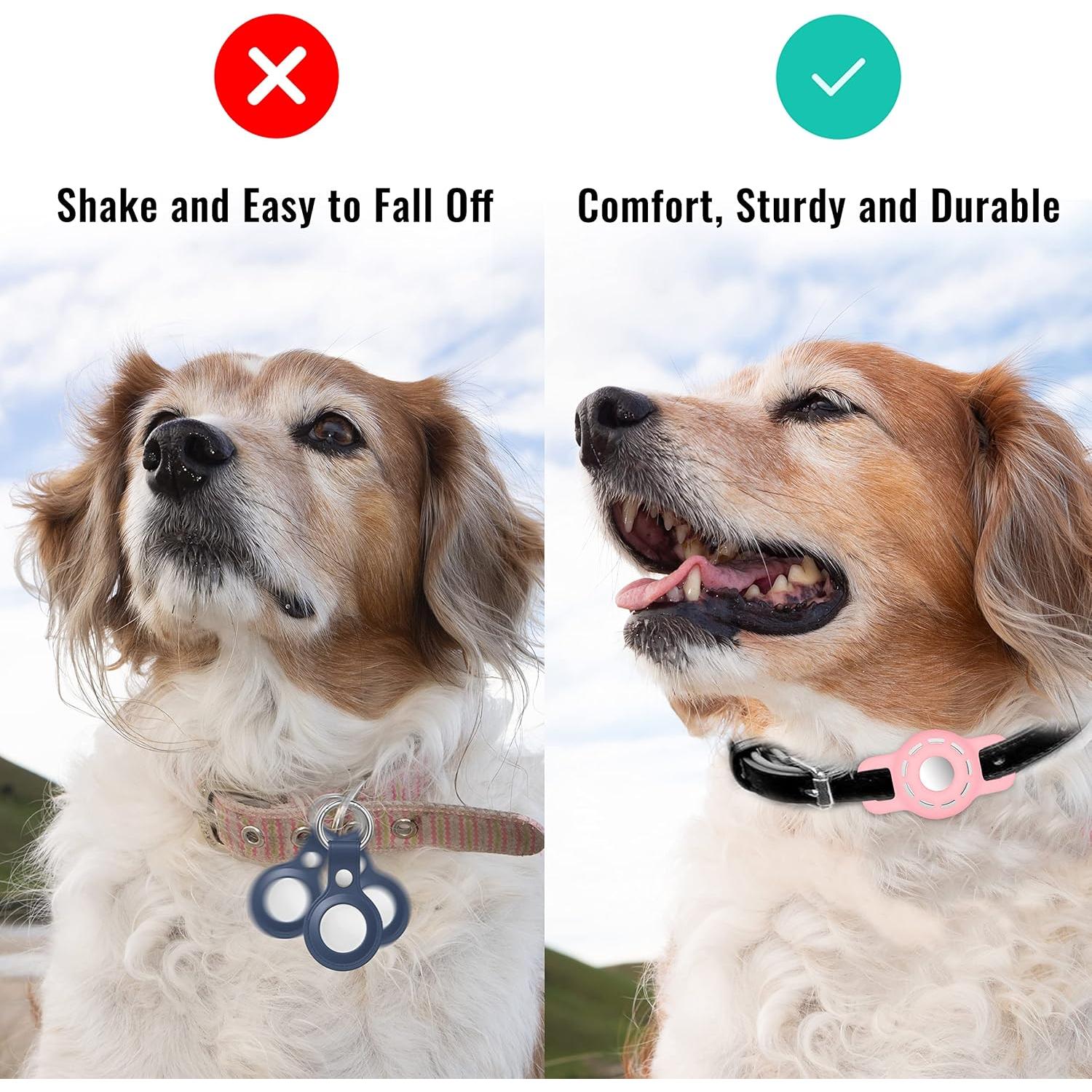 Soporte para Collar de Mascota Airtag LANIMO Rosa y Blanco