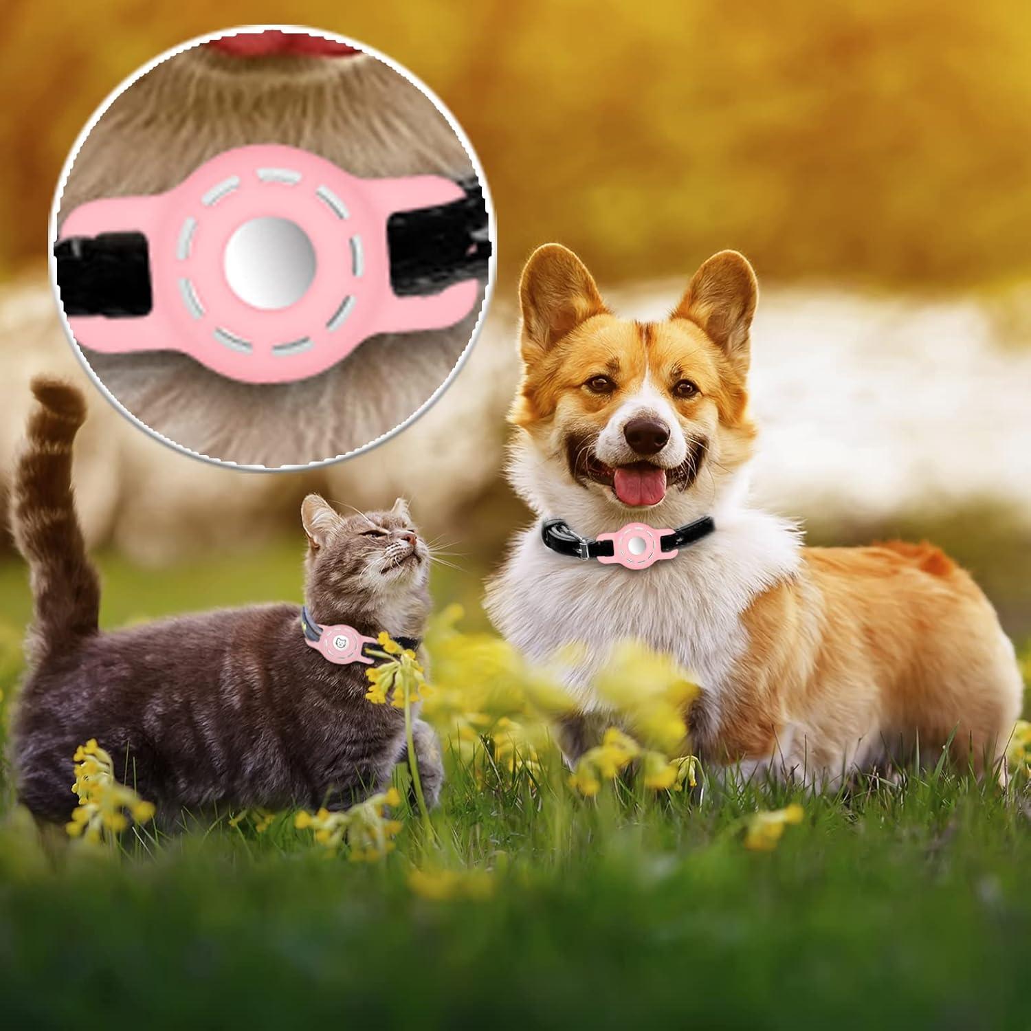 Soporte para Collar de Mascota Airtag LANIMO Rosa y Blanco