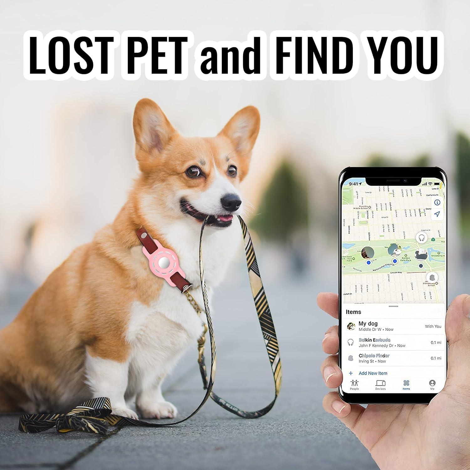 Soporte para Collar de Mascota Airtag LANIMO Rosa y Blanco