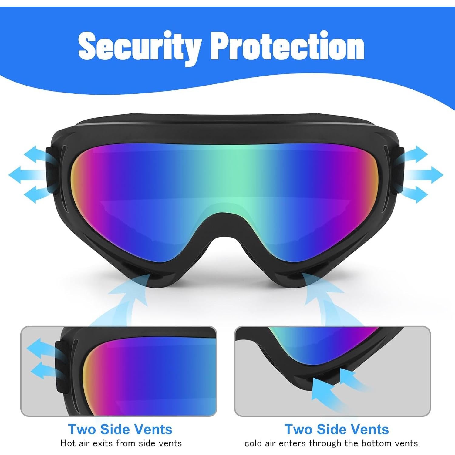 Gafas de Motocicleta 4-FQ 3-Pack Anti-Niebla UV Adultos