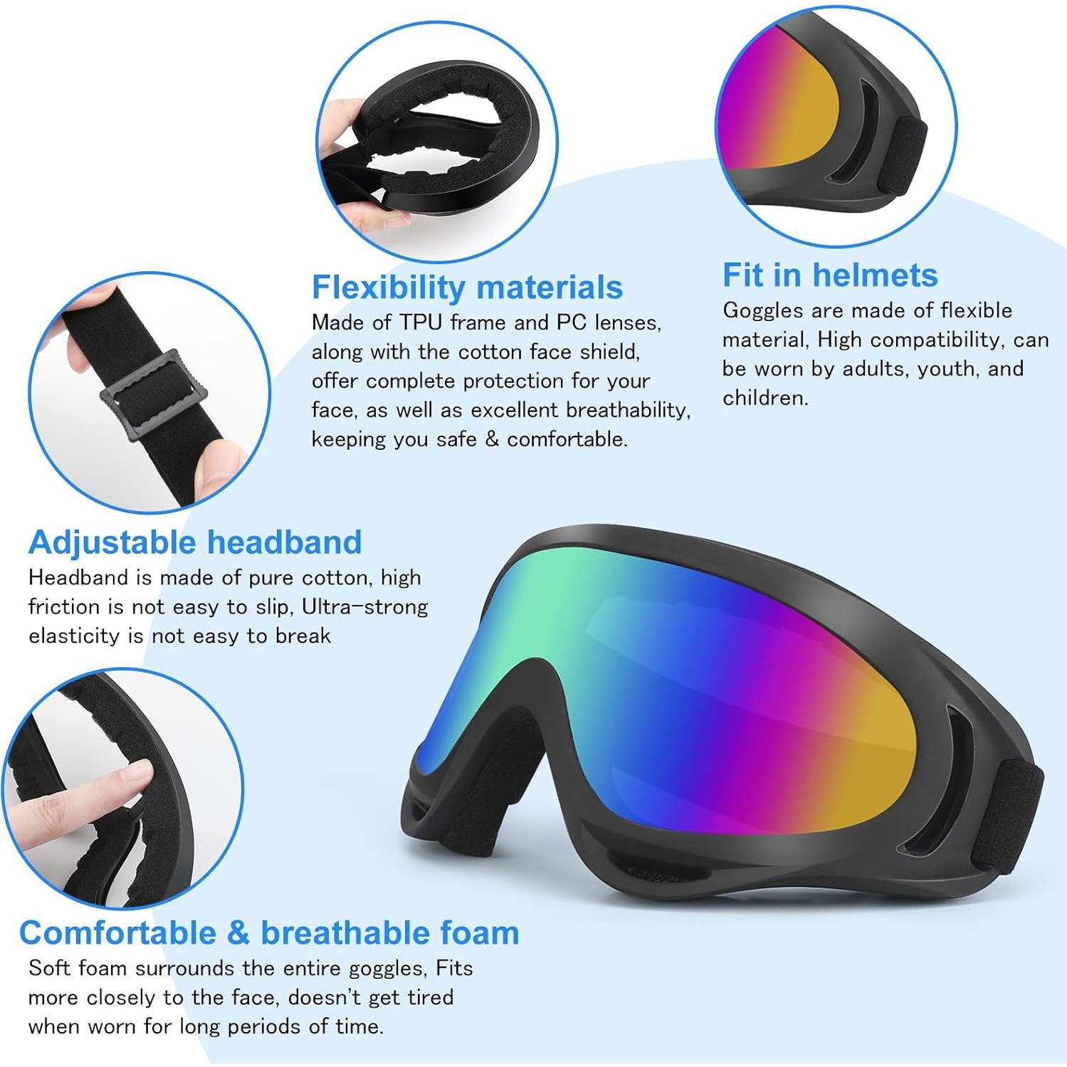 Gafas de Motocicleta 4-FQ 3-Pack Anti-Niebla UV Adultos