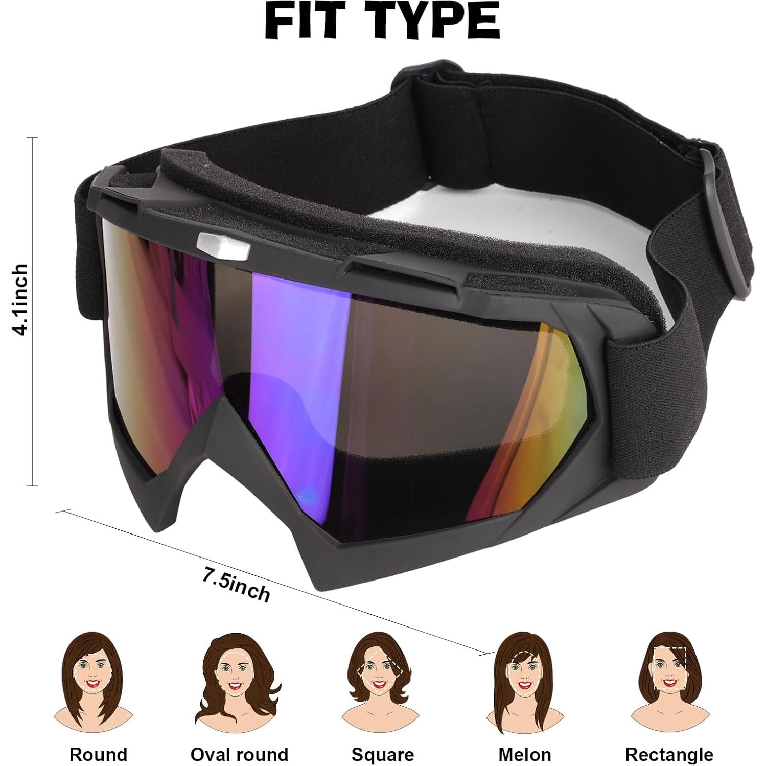 Gafas de Motocross Multicolor 2 Piezas a Prueba de Viento