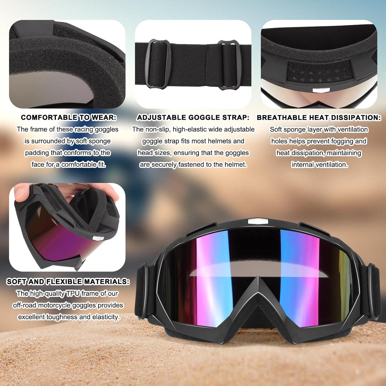 Gafas de Motocross Multicolor 2 Piezas a Prueba de Viento