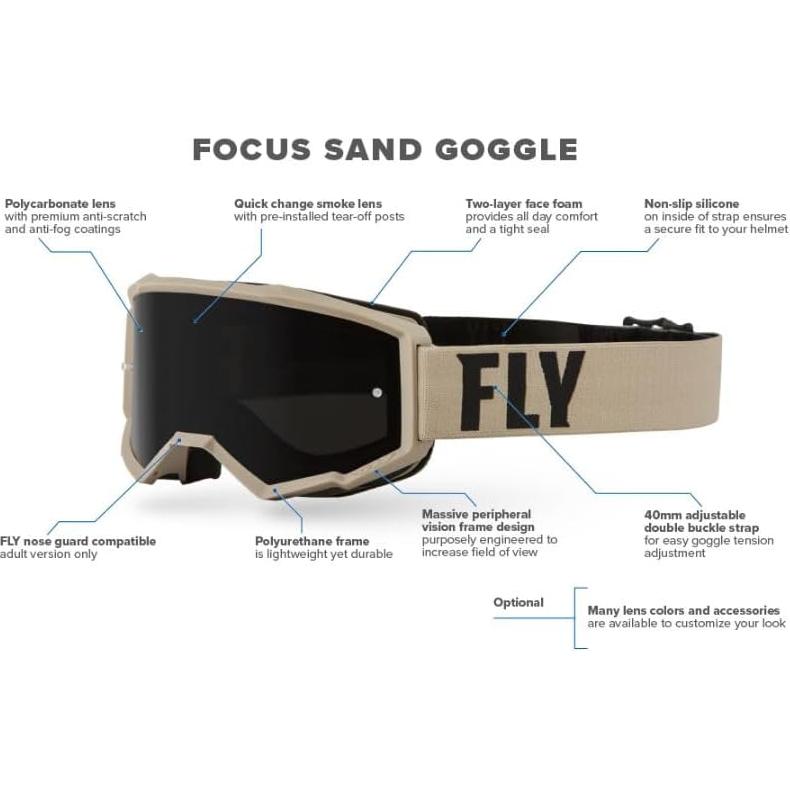 Gafas de Motocross Fly Racing Focus Sand Adulto - Caqui