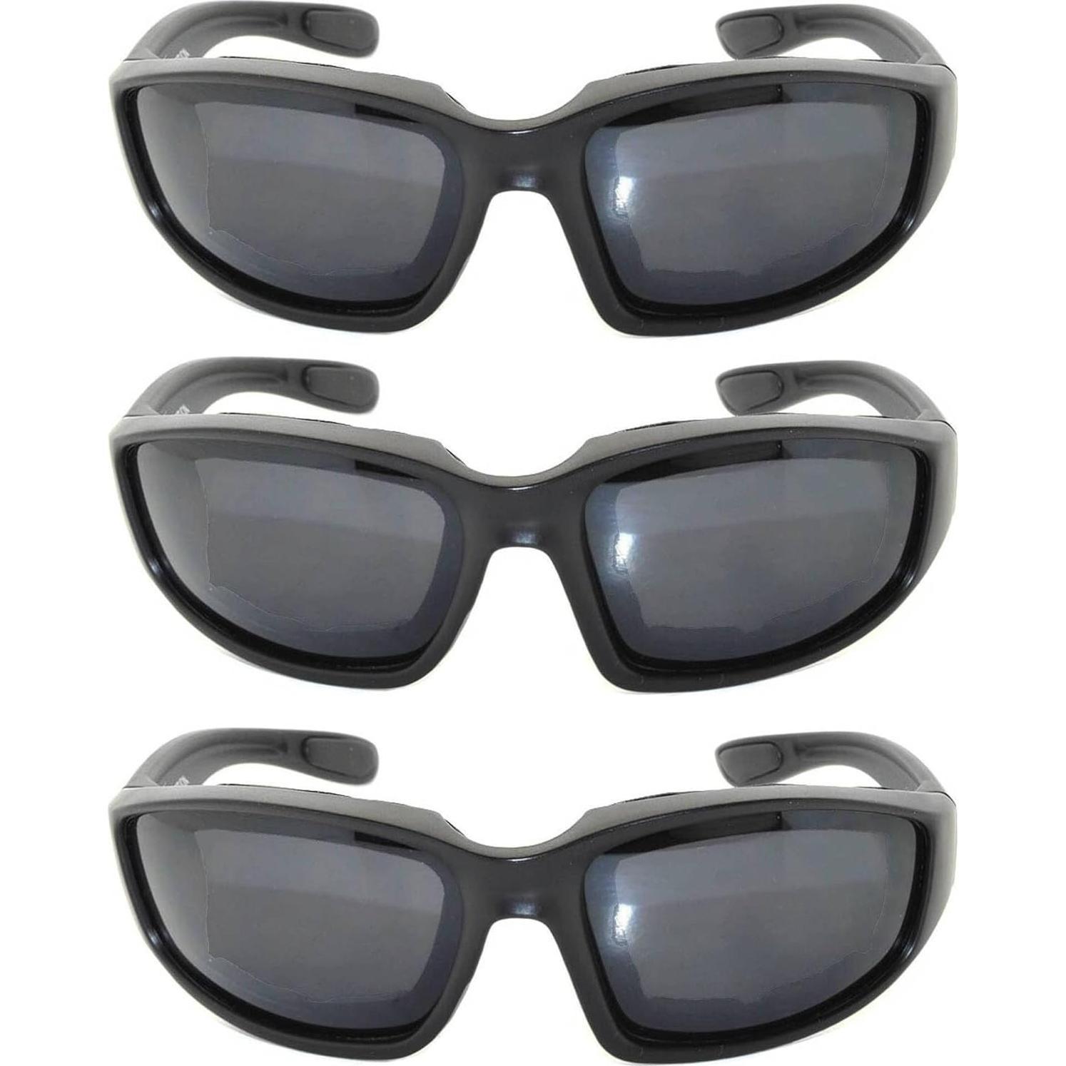 Gafas de Motocicleta Acolchadas Policarbonato UV 3 Pares