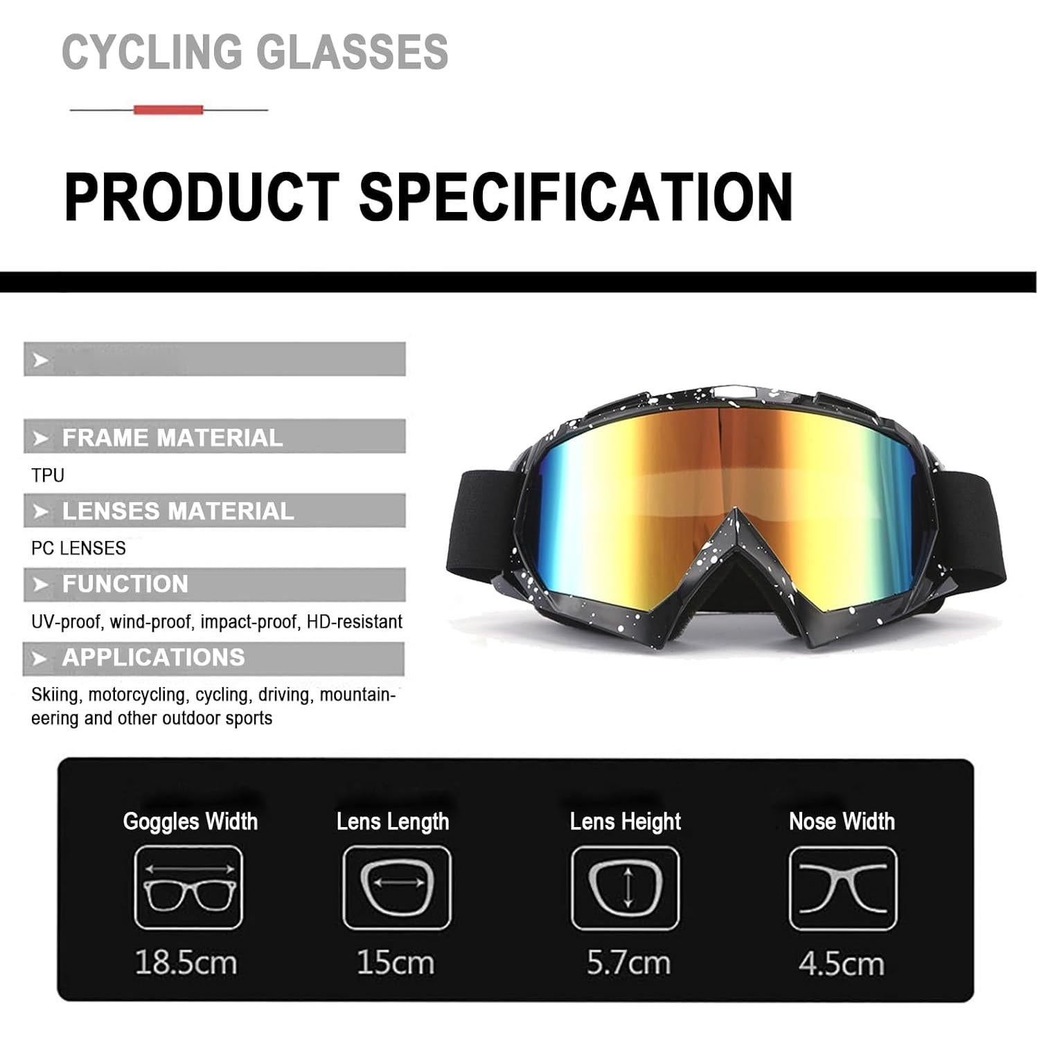 Paquete 2 Gafas de Moto Immoono Mármol Negro + 2 Cuellos