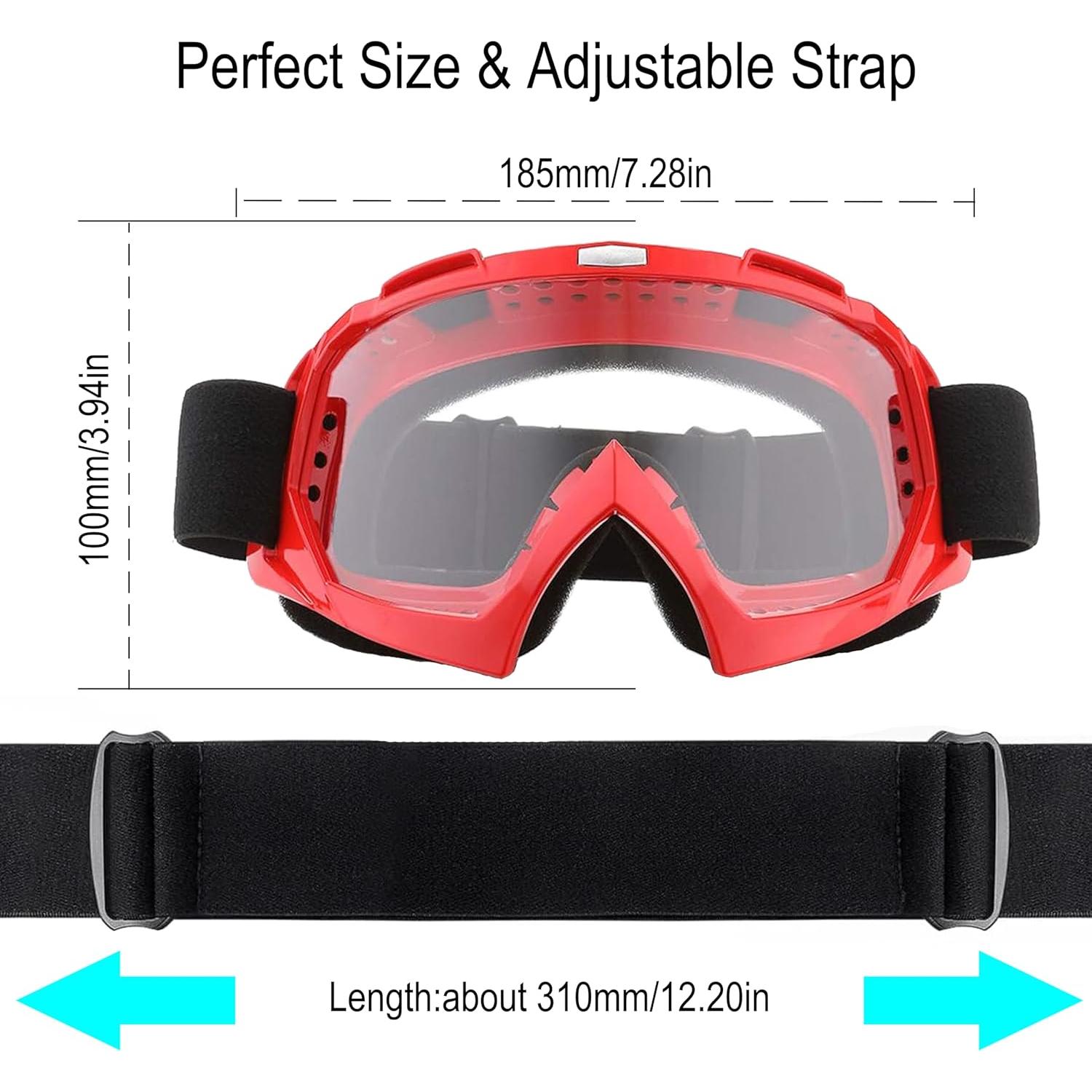 Gafas de Motocross X-TPSON Rojo Lente Clara Antiviento