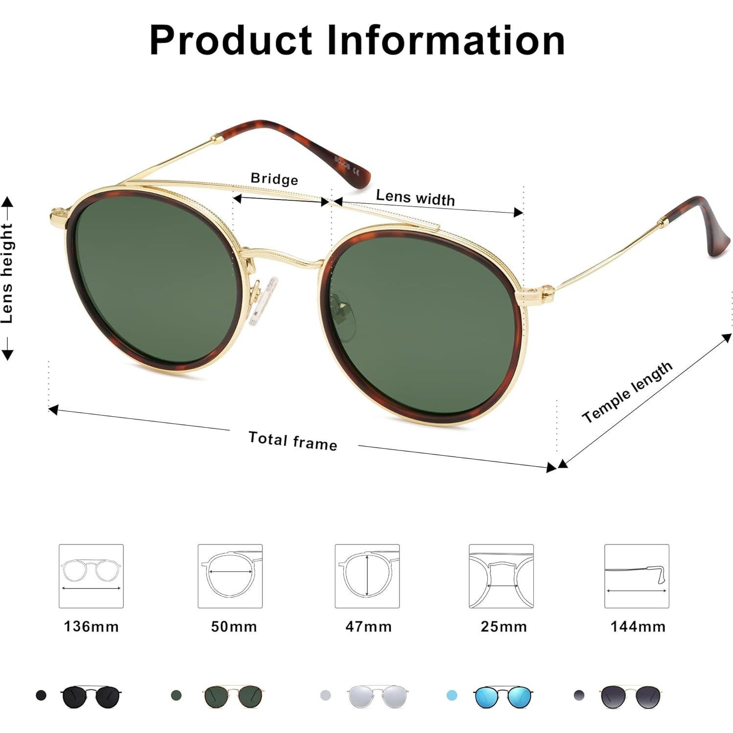 Gafas de Sol SOJOS Redondas Polarizadas UV400 50mm