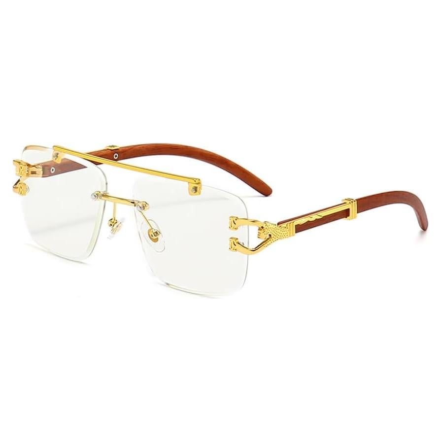 Gafas de sol cuadradas Junsika retro imitación madera UV400