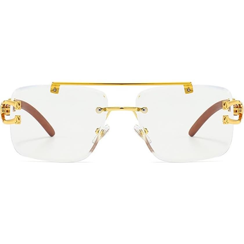 Gafas de sol cuadradas Junsika retro imitación madera UV400