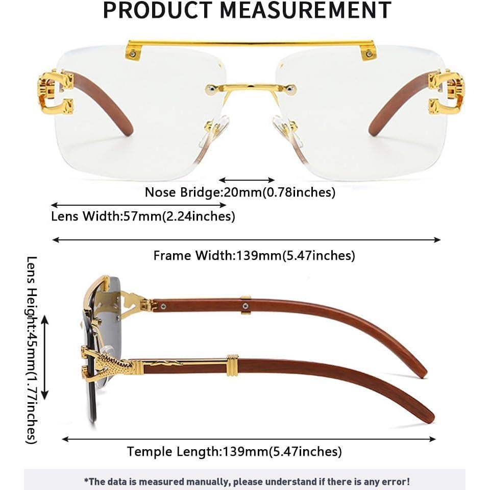 Gafas de sol cuadradas Junsika retro imitación madera UV400