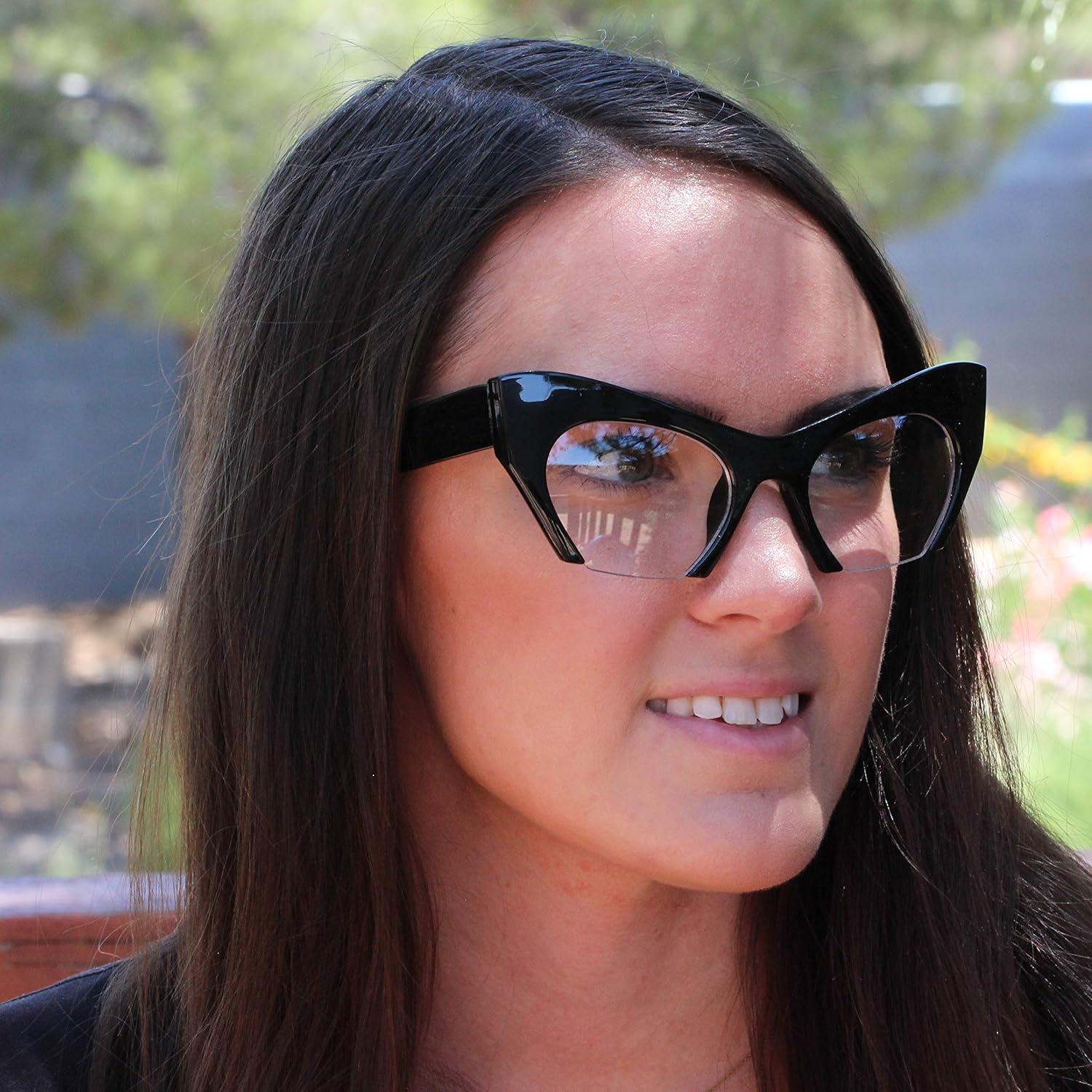 Gafas Ojo de Gato Retro Vintage UV400 Mujeres Transparentes