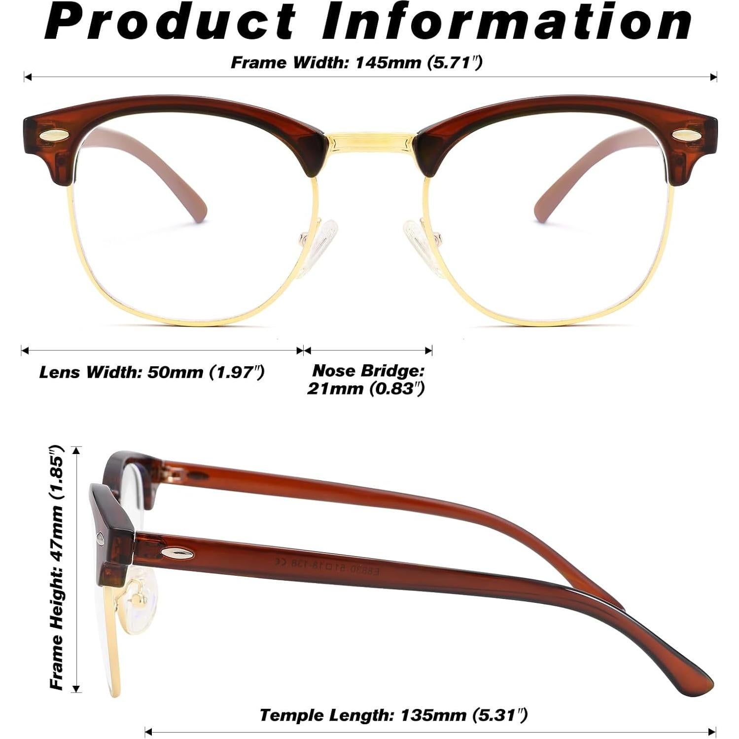 Gafas Retro COASION CA7014 Marrón/Dorado 50mm Lentes Claros