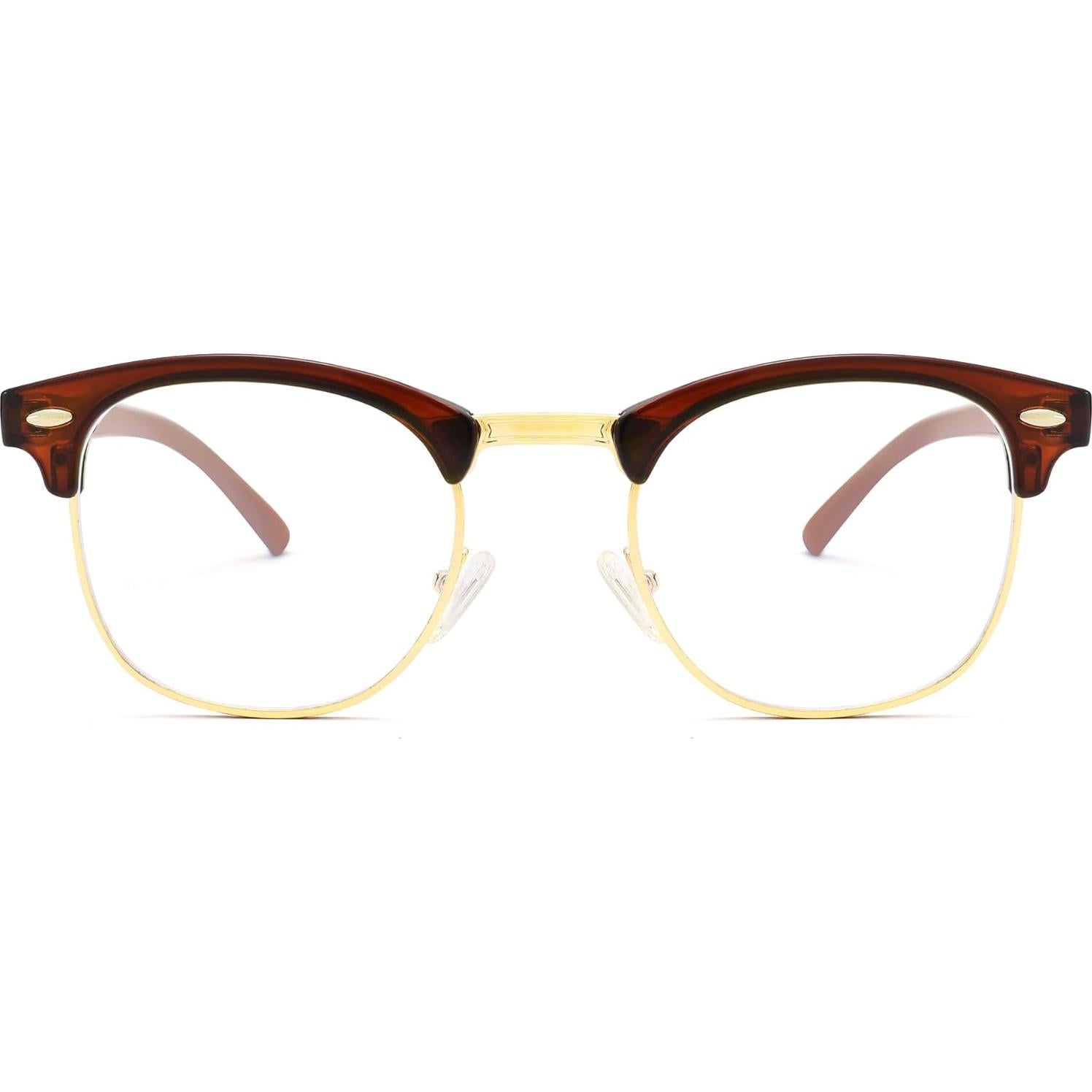 Gafas Retro COASION CA7014 Marrón/Dorado 50mm Lentes Claros