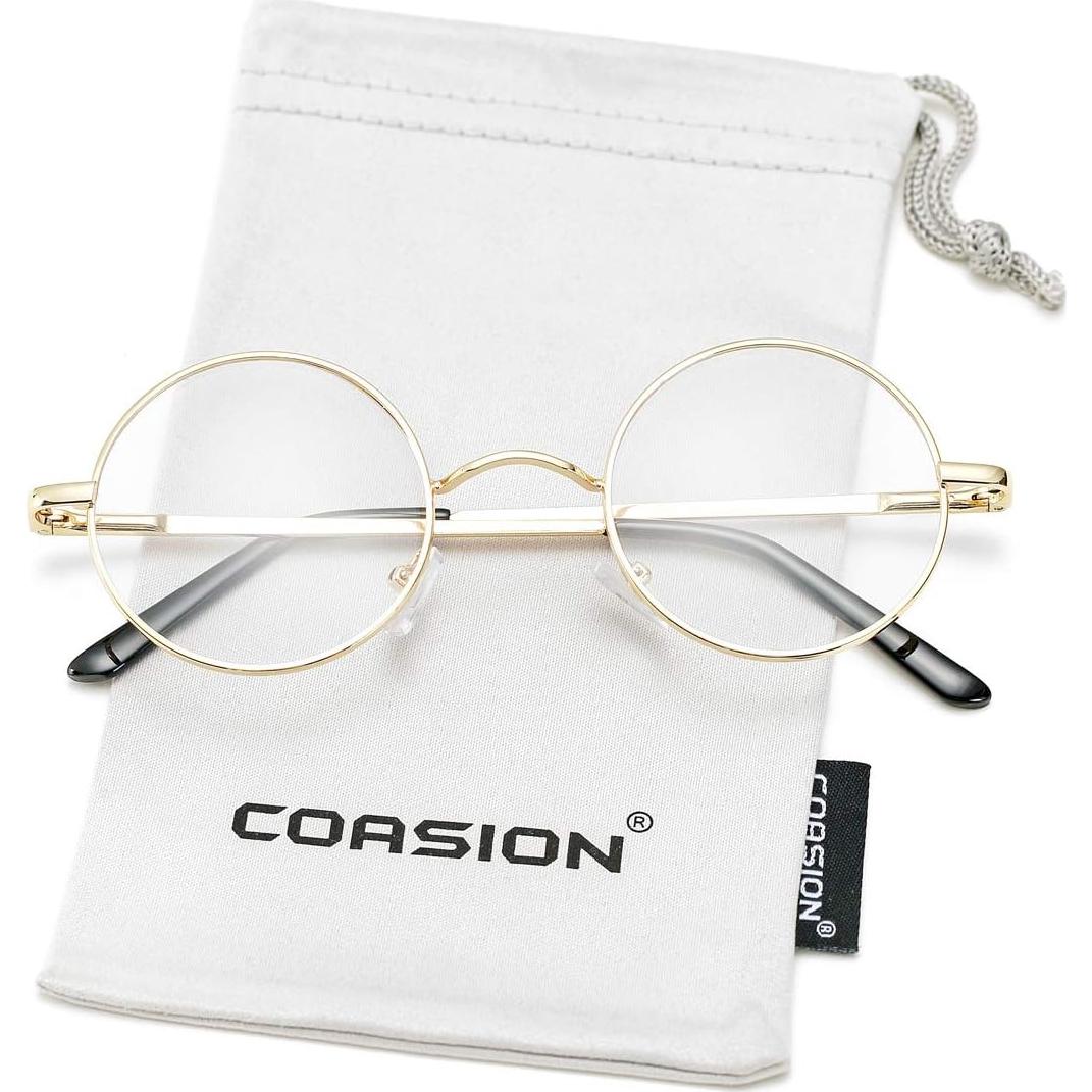 Gafas Redondas Vintage COASION Oro Lentes Claros 45mm