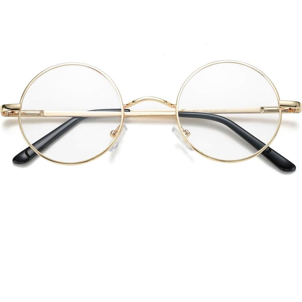 Gafas Redondas Vintage COASION Oro Lentes Claros 45mm