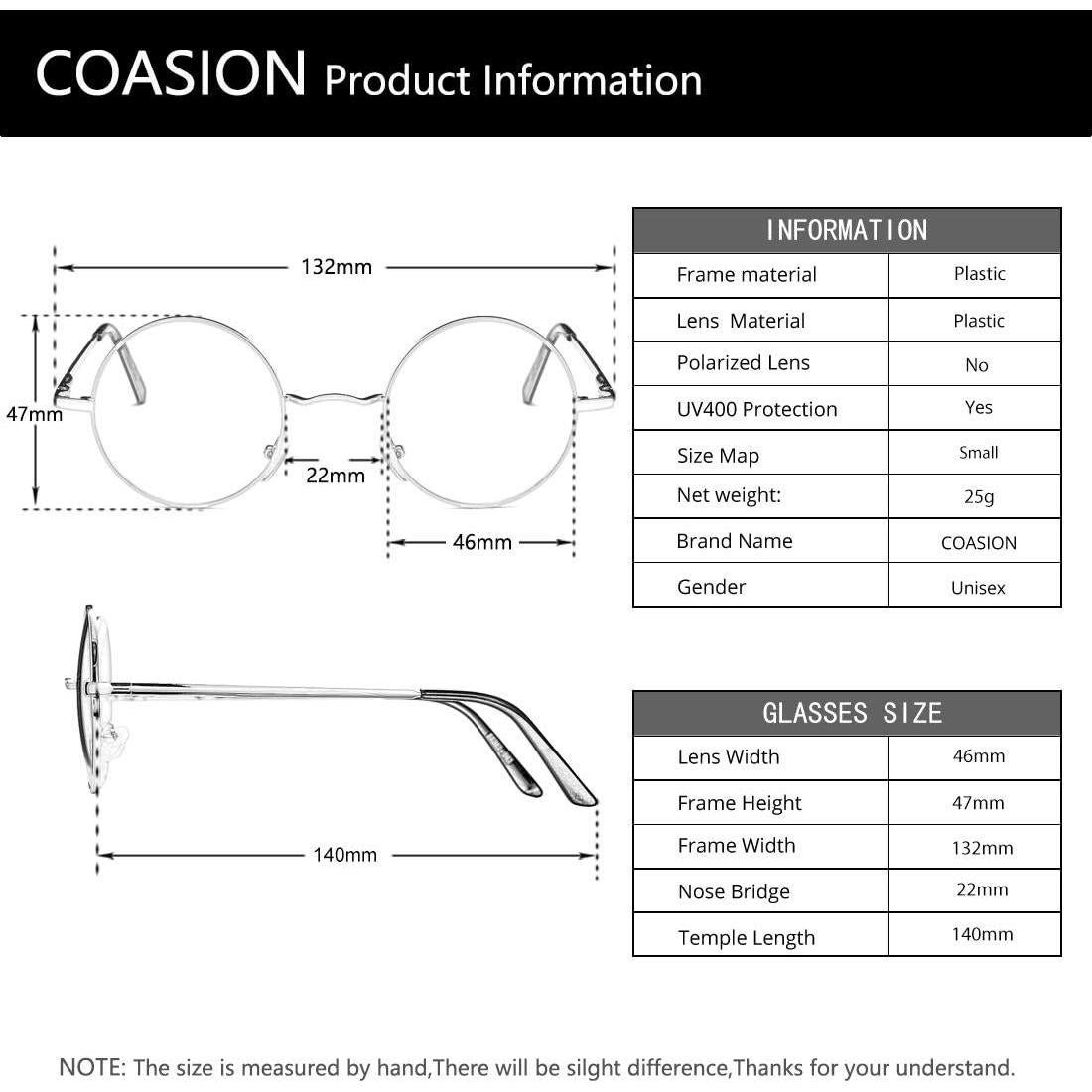 Gafas Redondas Vintage COASION Oro Lentes Claros 45mm